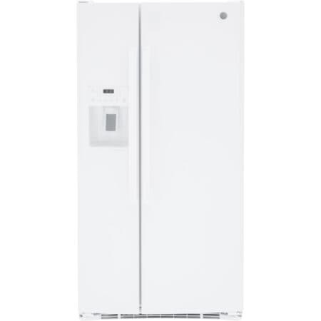 GE 33" 23 Cu. Ft. Side-By-Side Refrigerator with Water & Ice Dispenser (GSS23GGPWW) - White